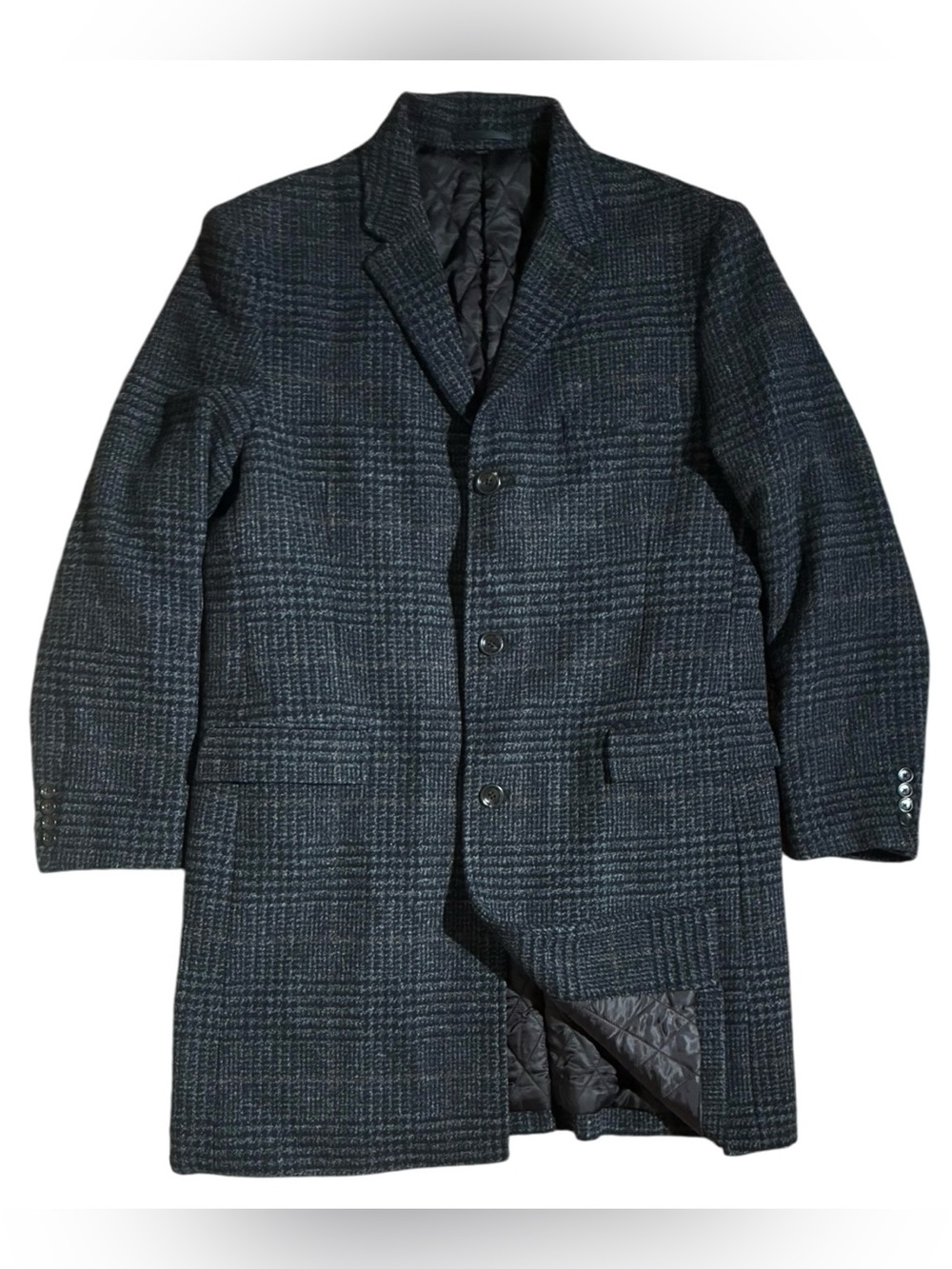 J Crew Ludlow Tartan Plaid Wool Peacoat Dark Gray